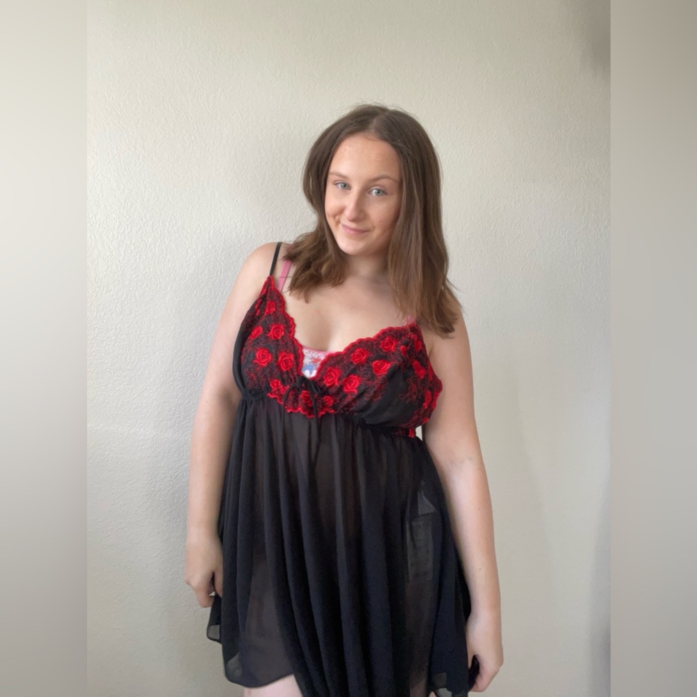 Black & Red Lace Lingerie Slip